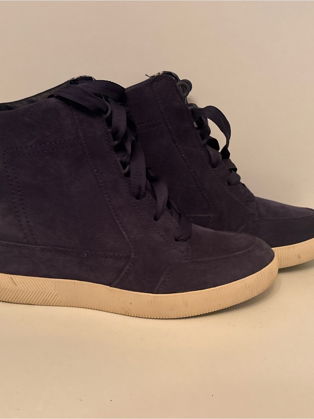 Sorel Suede High-Top Sneakers - Dark Blue with Tan Sole